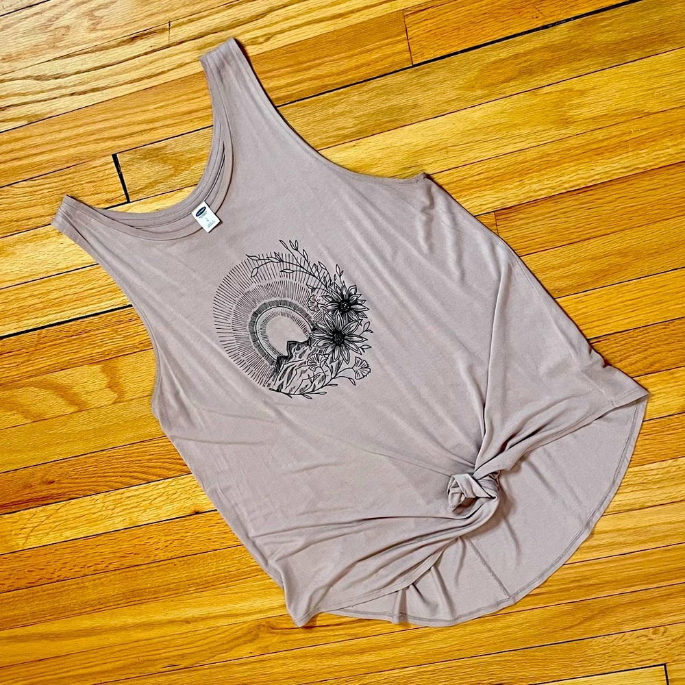 Oldnavy graphic blush pink high neck swing top L